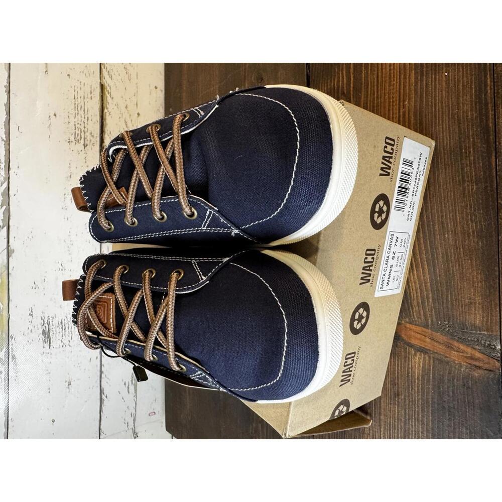 Spenco Waco Shoe Company Navy Blue Spenco Santa Clara Canvas Women's 7 Wide NIB - Picture 2 of 4